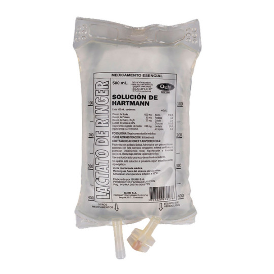SOLUCION LACTATO RINGER 500ML QUIBI BOLS
