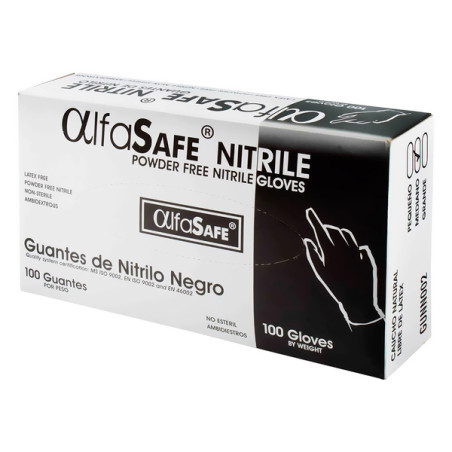 GUANTE NITRILO ALFA NEGRO T M 100 UND