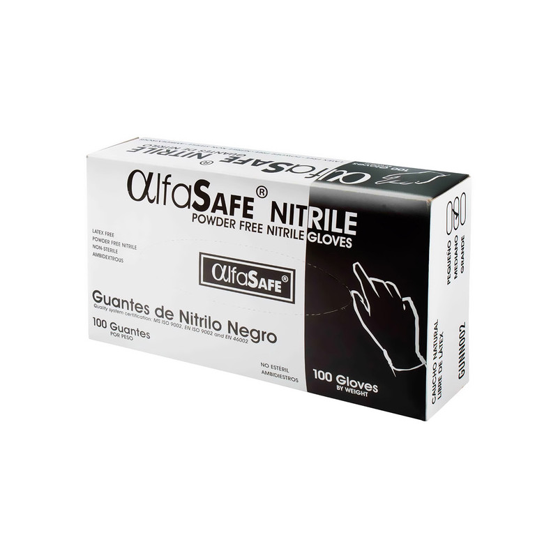 GUANTE NITRILO ALFA NEGRO T M 100 UND