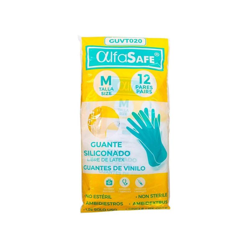 GUANTES ALFASAFE VINILO TALLA M 12 UD