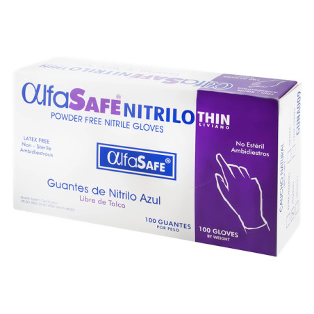 GUANTE NITRILO ALFA LIV.AZUL T.S 100 UND