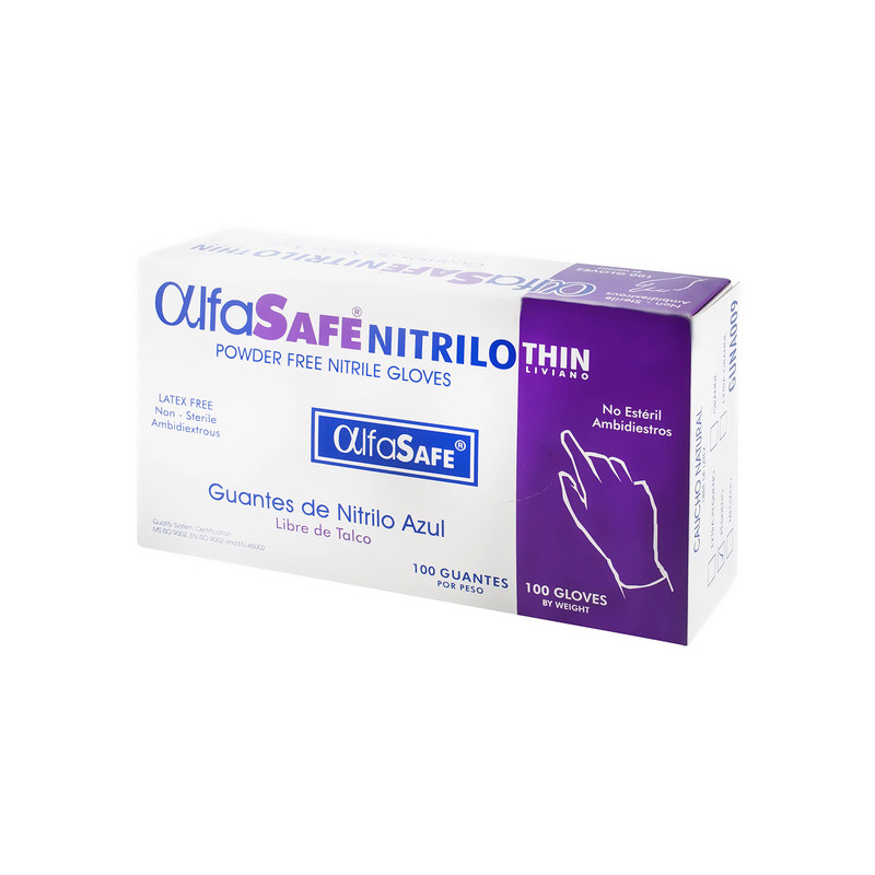 GUANTE NITRILO ALFA LIV.AZUL T.S 100 UND