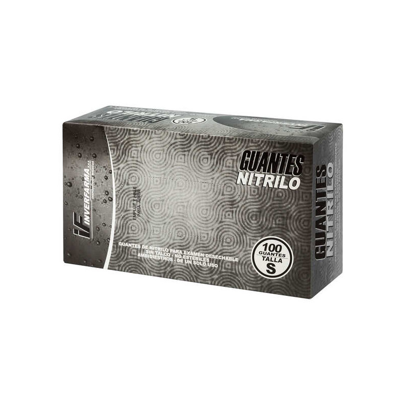 GUANTE NITRILO NEGRO T.S 100 UND INVERFA