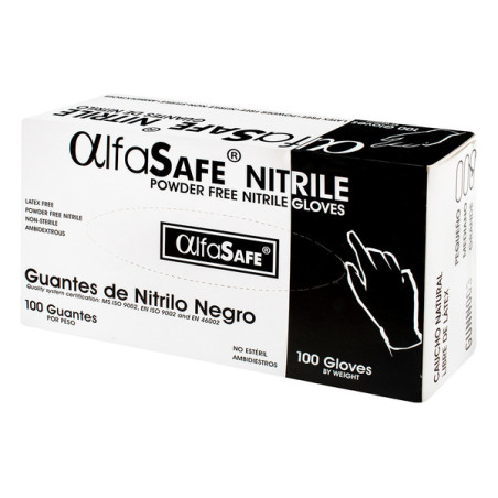 GUANTE NITRILO ALFA NEGRO T L 100 UND