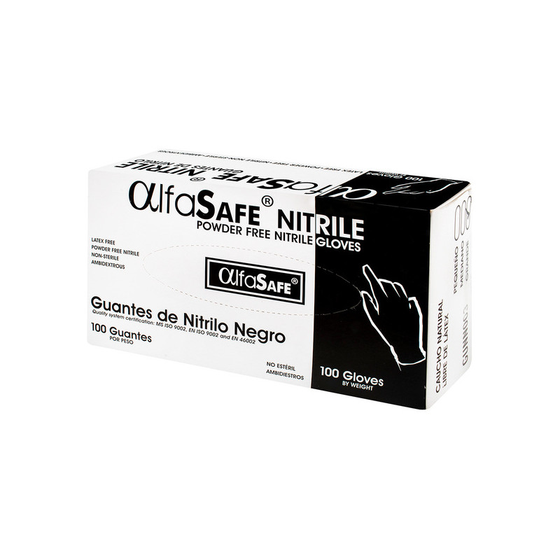 GUANTE NITRILO ALFA NEGRO T L 100 UND