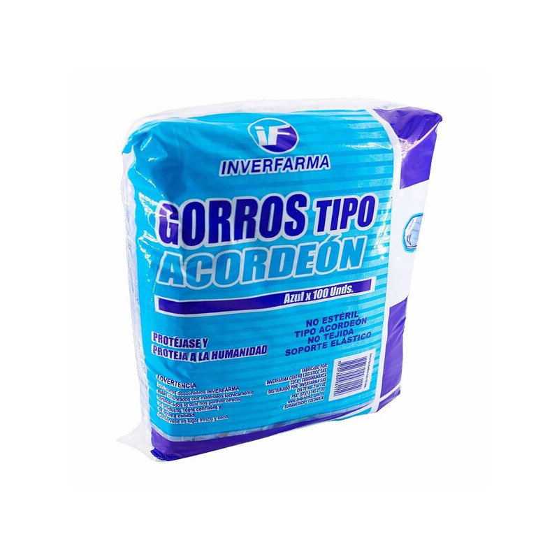 GORRO ACORDEON AZUL 100 UND INVERFARMA
