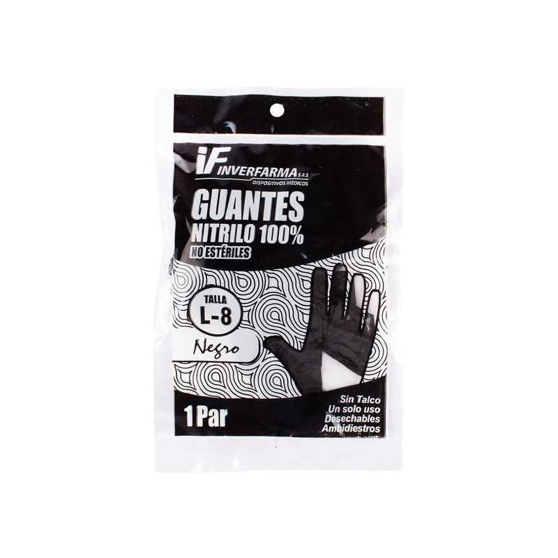 GUANTE NITRILO NEGRO T.L 2 UND INVERFARM
