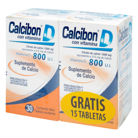 CALCIBON D 800 UI 30 TBS GRATIS 15 TBS
