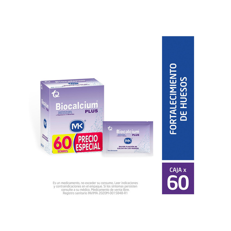 BIOCALCIUM PLUS POLVO 60 SOBRES MK P.