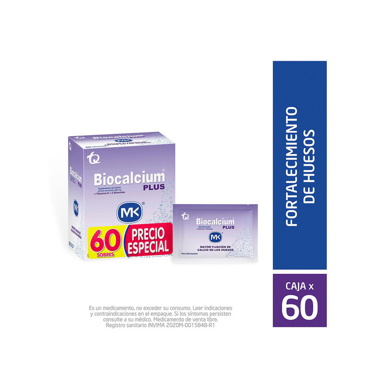 BIOCALCIUM PLUS POLVO 60 SOBRES MK P.