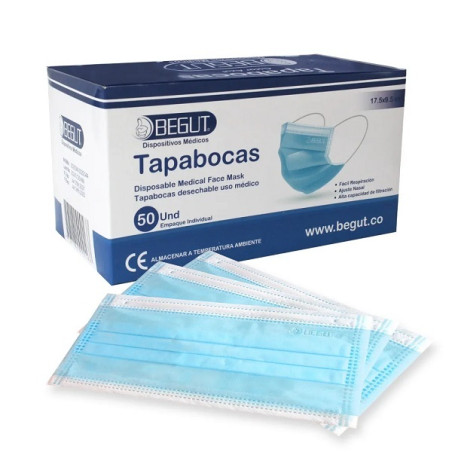 TAPABOCAS AZUL BEGUT CJ 50 UND
