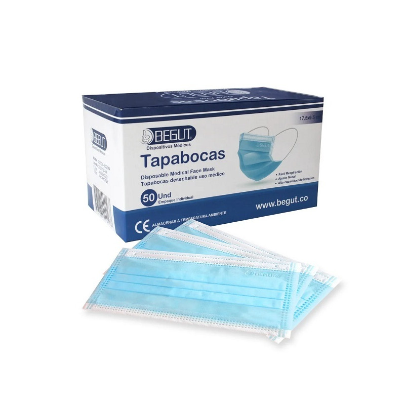 TAPABOCAS AZUL BEGUT CJ 50 UND