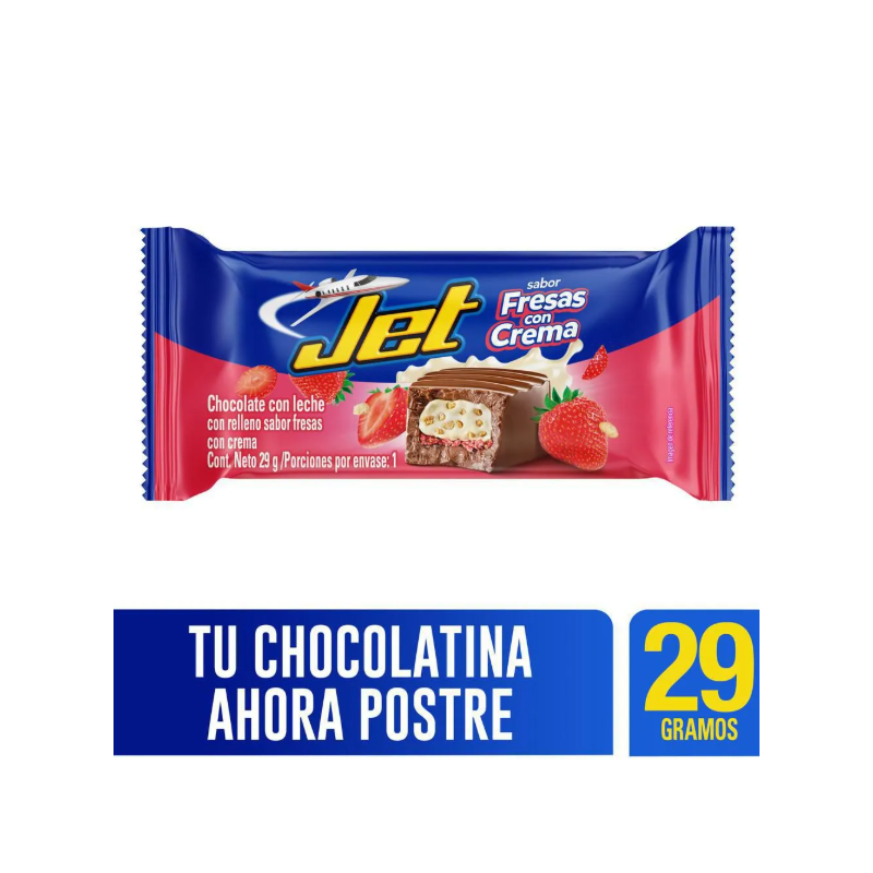 CHOCOLAT.JET FRESAS CON CREMA 29G 12UNDS